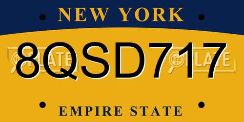 8QSD717 New York License Plate