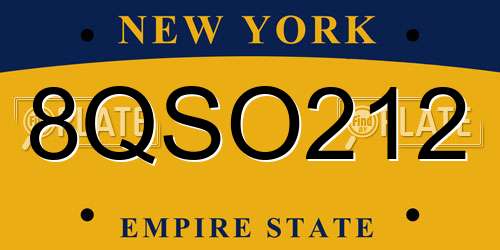 8QSO212 New York License Plate