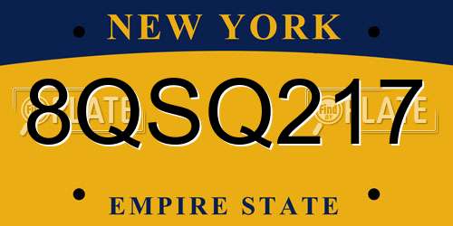 8QSQ217 New York License Plate