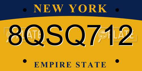 8QSQ712 New York License Plate