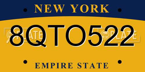 8QTO522 New York License Plate