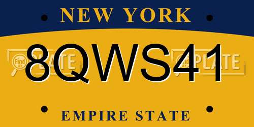 8QWS41 New York License Plate