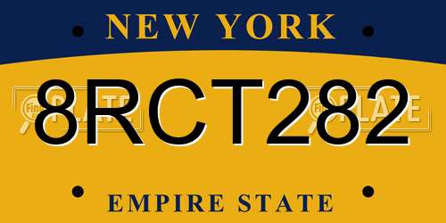 8RCT282 New York License Plate