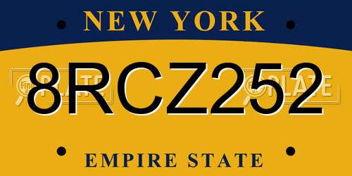 8RCZ252 New York License Plate