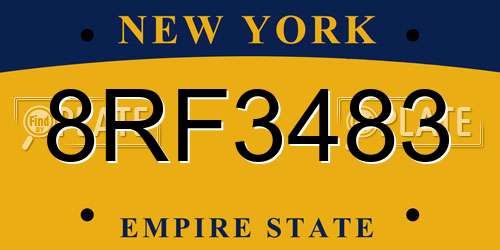 8RF3483 New York License Plate