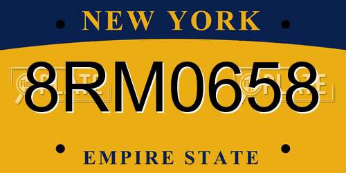 8RM0658 New York License Plate