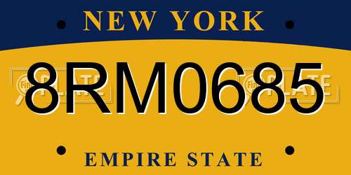 8RM0685 New York License Plate