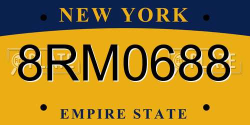 8RM0688 New York License Plate