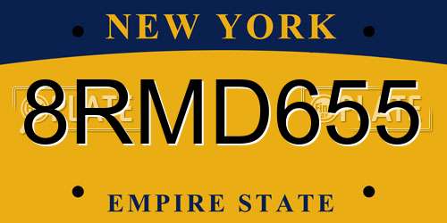 8RMD655 New York License Plate