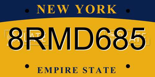 8RMD685 New York License Plate