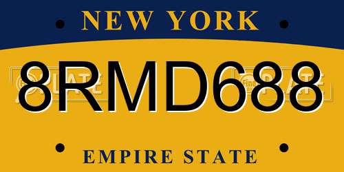 8RMD688 New York License Plate