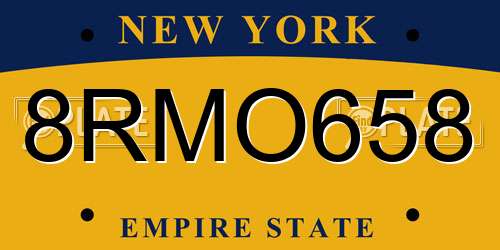 8RMO658 New York License Plate