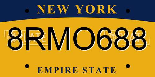 8RMO688 New York License Plate
