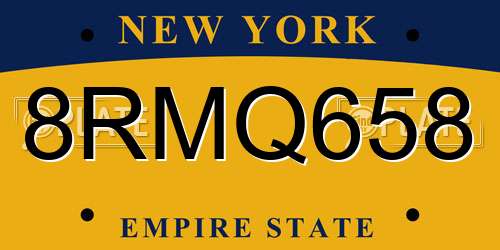 8RMQ658 New York License Plate