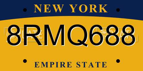 8RMQ688 New York License Plate