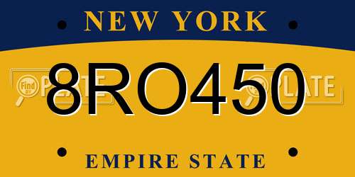 8RO450 New York License Plate