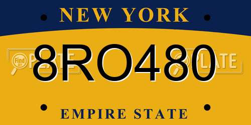 8RO480 New York License Plate