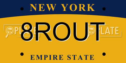 8ROUT New York License Plate