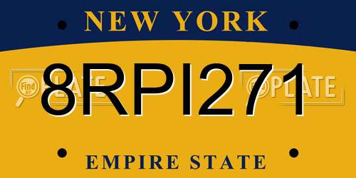 8RPI271 New York License Plate