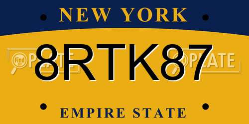 8RTK87 New York License Plate