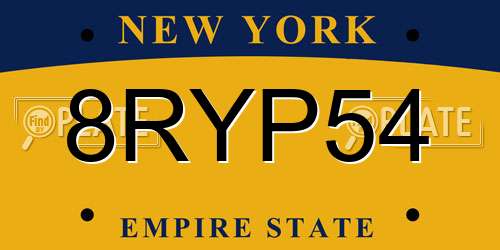 8RYP54 New York License Plate