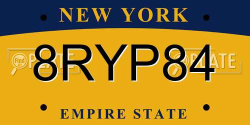 8RYP84 New York License Plate