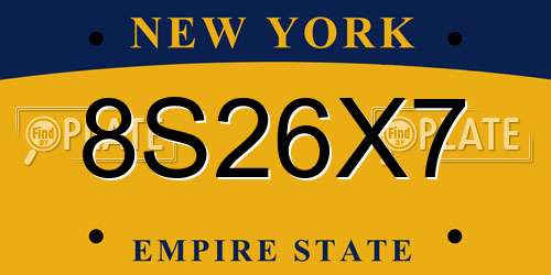 8S26X7 New York License Plate
