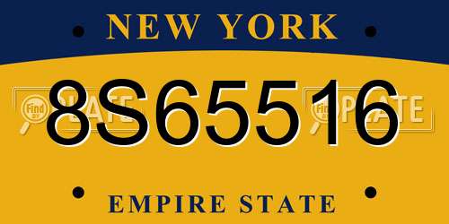 8S65516 New York License Plate
