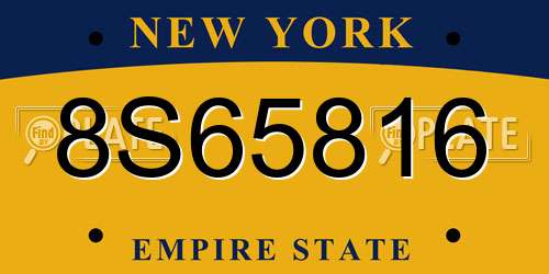 8S65816 New York License Plate