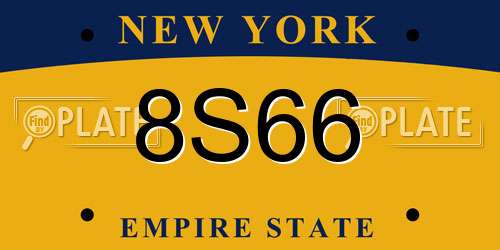 8S66 New York License Plate