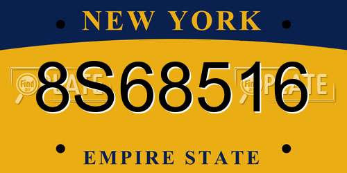 8S68516 New York License Plate