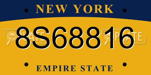 8S68816 New York License Plate