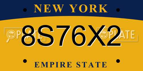 8S76X2 New York License Plate