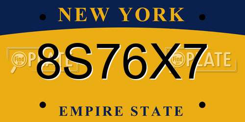 8S76X7 New York License Plate