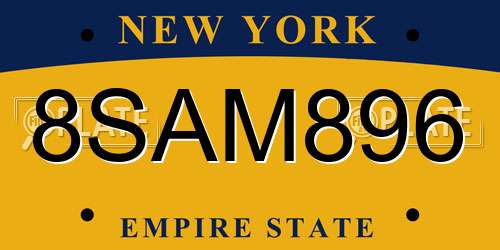 8SAM896 New York License Plate