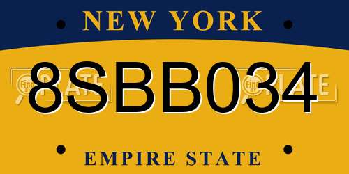8SBB034 New York License Plate