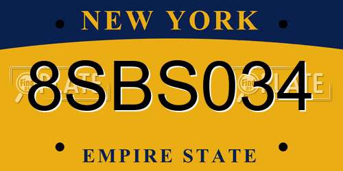 8SBS034 New York License Plate