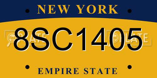 8SC1405 New York License Plate