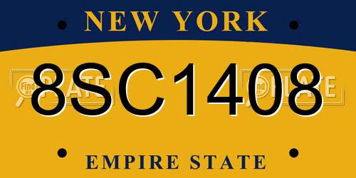 8SC1408 New York License Plate