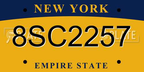 8SC2257 New York License Plate