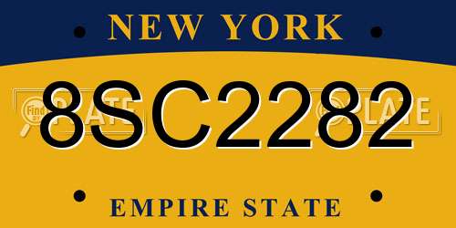 8SC2282 New York License Plate