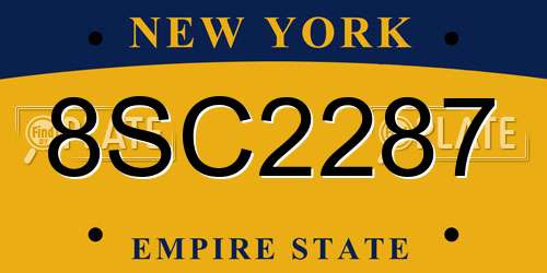8SC2287 New York License Plate