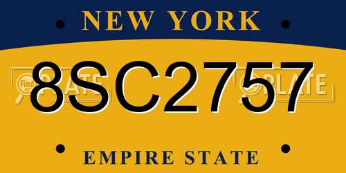 8SC2757 New York License Plate