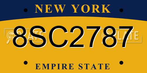 8SC2787 New York License Plate