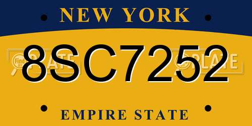 8SC7252 New York License Plate