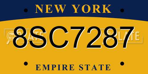 8SC7287 New York License Plate