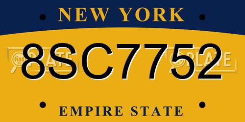 8SC7752 New York License Plate