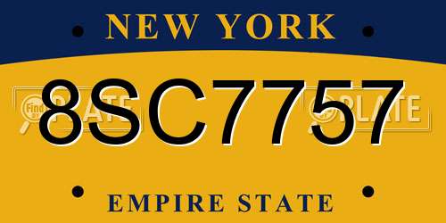 8SC7757 New York License Plate