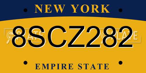 8SCZ282 New York License Plate