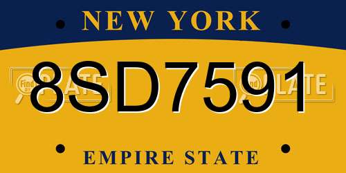 8SD7591 New York License Plate